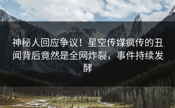 神秘人回应争议！星空传媒疯传的丑闻背后竟然是全网炸裂，事件持续发酵