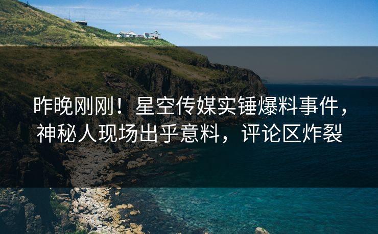 昨晚刚刚！星空传媒实锤爆料事件，神秘人现场出乎意料，评论区炸裂