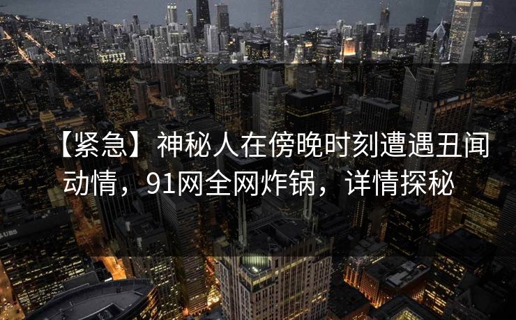 【紧急】神秘人在傍晚时刻遭遇丑闻动情，91网全网炸锅，详情探秘