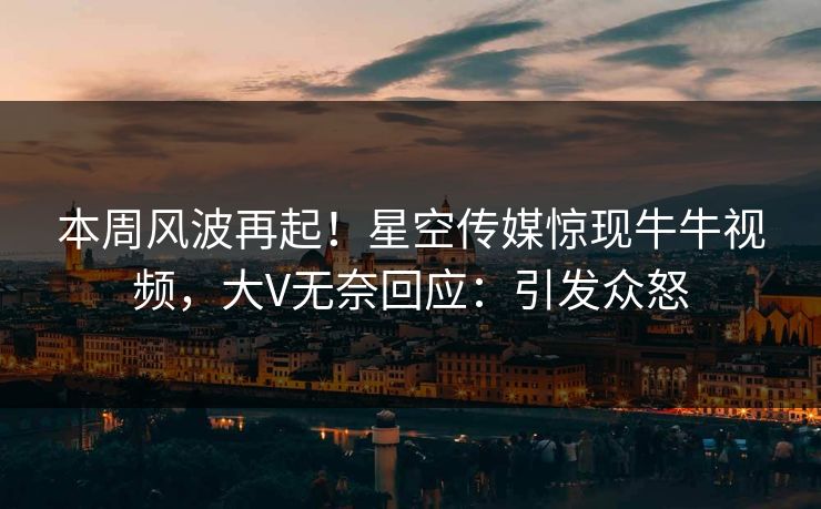 本周风波再起！星空传媒惊现牛牛视频，大V无奈回应：引发众怒